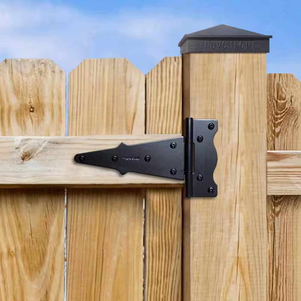 NUVO IRON 8 in. x 8 in. Black Galvanized Steel Tee Hinge (2-Pack)