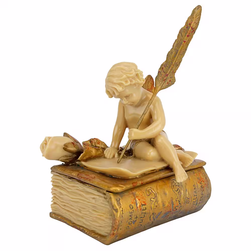 Design Toscano 6 in. H Multi-Colored The Love Letter Garden Sculptural Box