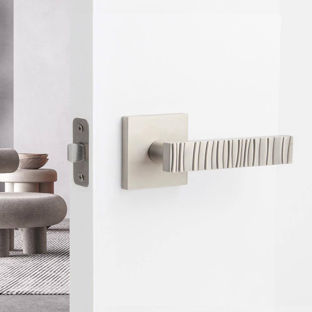 McBowery Groove Satin Nickel Double Dummy Modern Door Lever