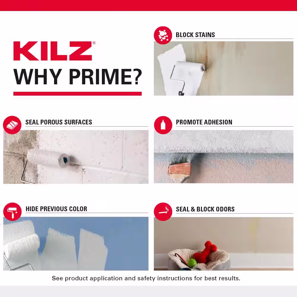 KILZ Mold and Mildew 1 Gal. White Water Based Interior and Exterior Primer, Sealer and Stain-Blocker