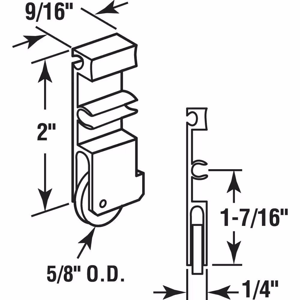 Prime-Line International Series, Sliding Window Roller Assembly, Flat Steel Ball Bearing Wheel