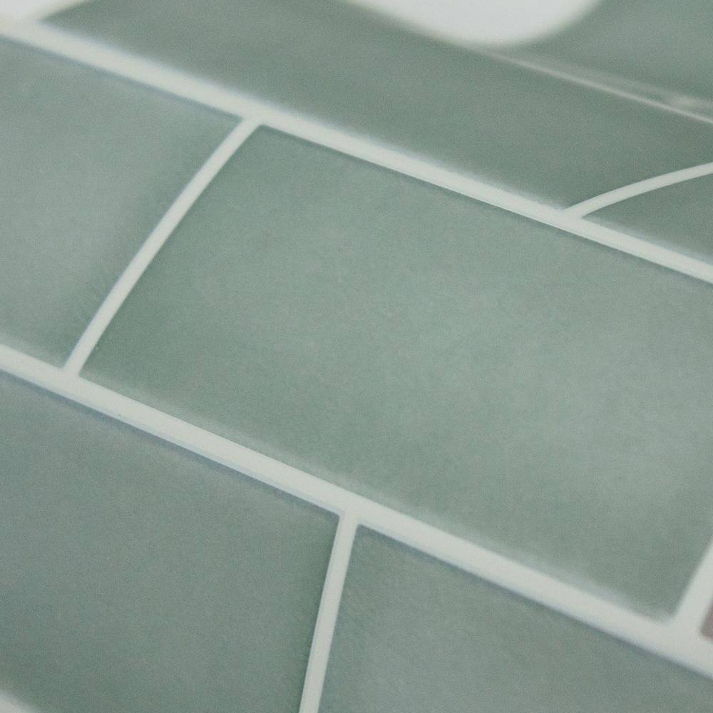 RoomMates Sage Green Ceramic 10.5 in. x 10.5 in. Vinyl Peel and Stick Tiles (Total sq. ft. covered 2.45 sq. ft./4- Pack)