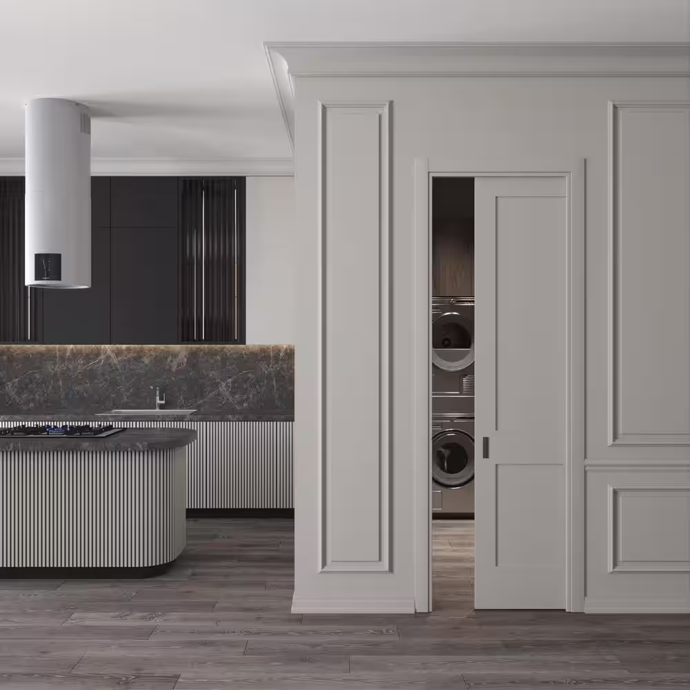 None 34 in. x 96 in. Double Panel Solid Core Composite Wood Primed Smooth Texture Interior Door Slab