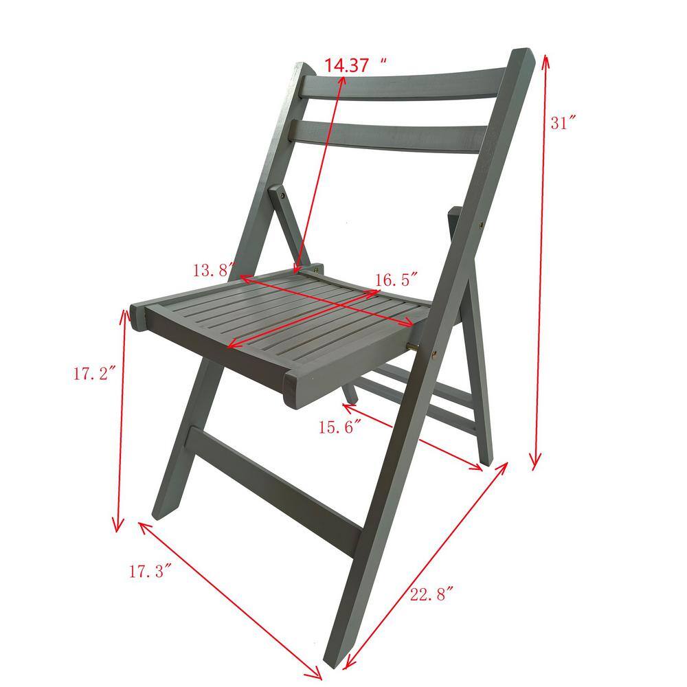 None Gray Wood Contour Folding Chair (Set of 4)