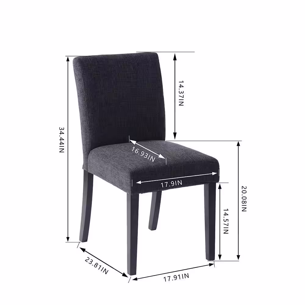 StyleWell Banford Charcoal Gray Upholstered Dining Chair with Ebony Wood Legs (Set of 2)