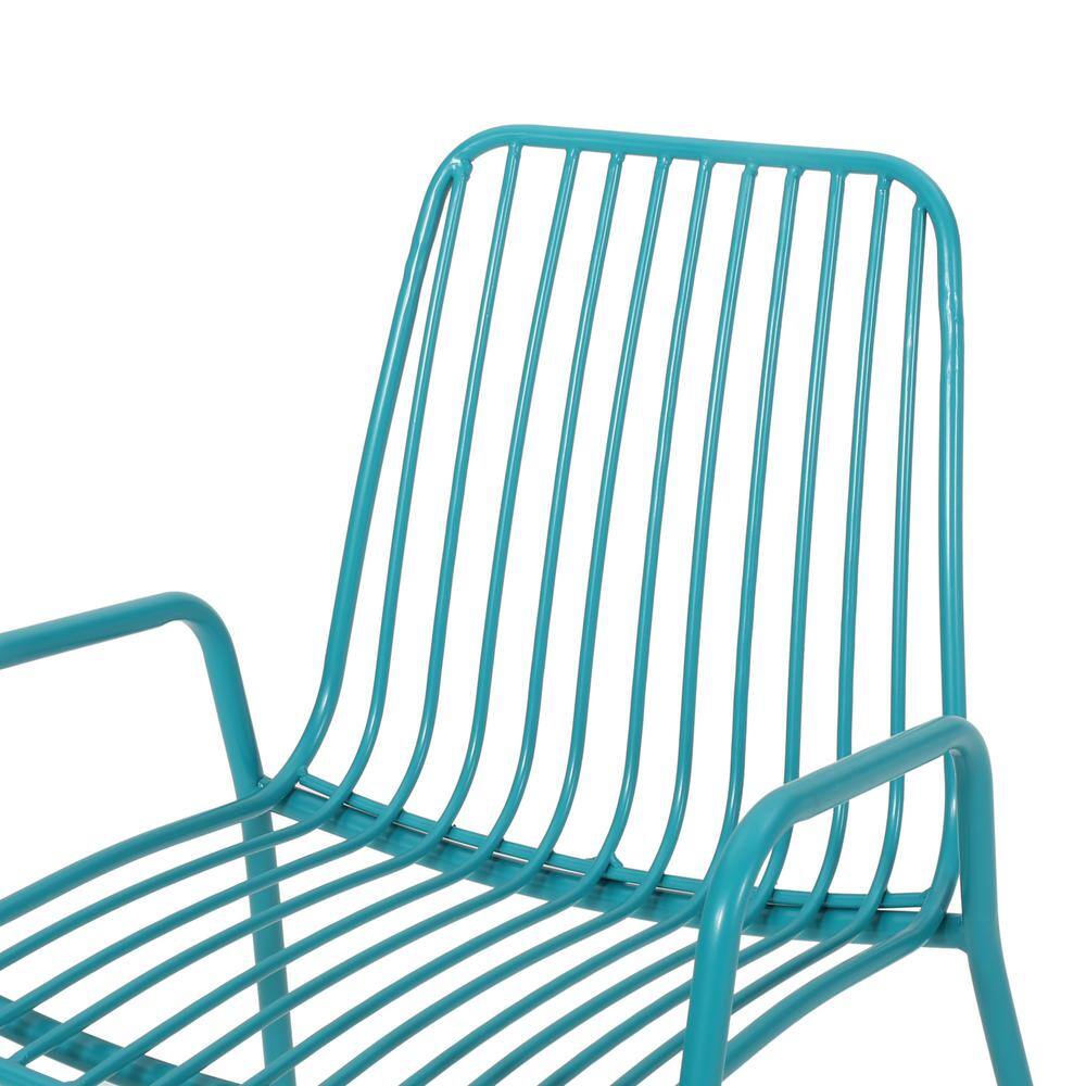 Noble House Annette Matte Teal 3-Piece Metal Patio Conversation Seating Set