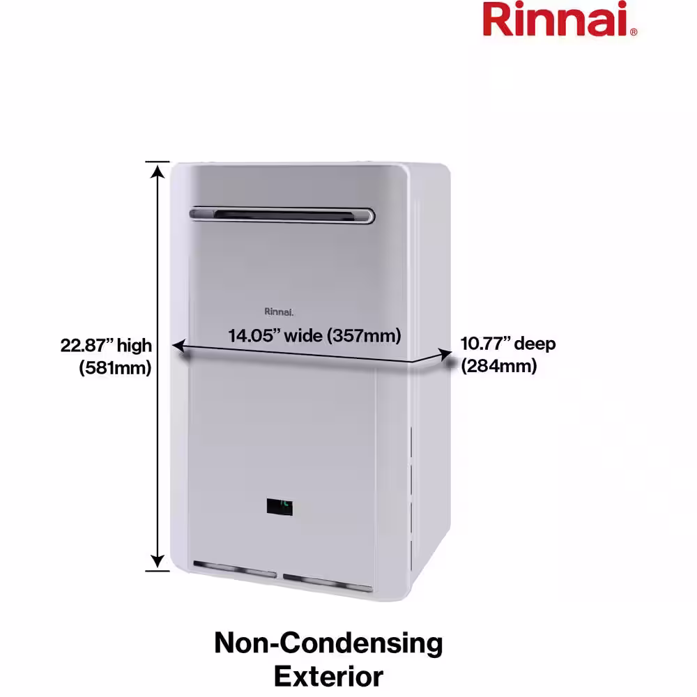 Rinnai High Efficiency Non-Condensing 8.5 GPM Residential 180,000 BTU Exterior Natural Gas Tankless Water Heater