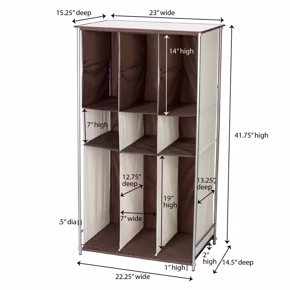 HOUSEHOLD ESSENTIALS 41.5 in. H 12-Pair 12-Tier Off White Canvas Shoe Rack