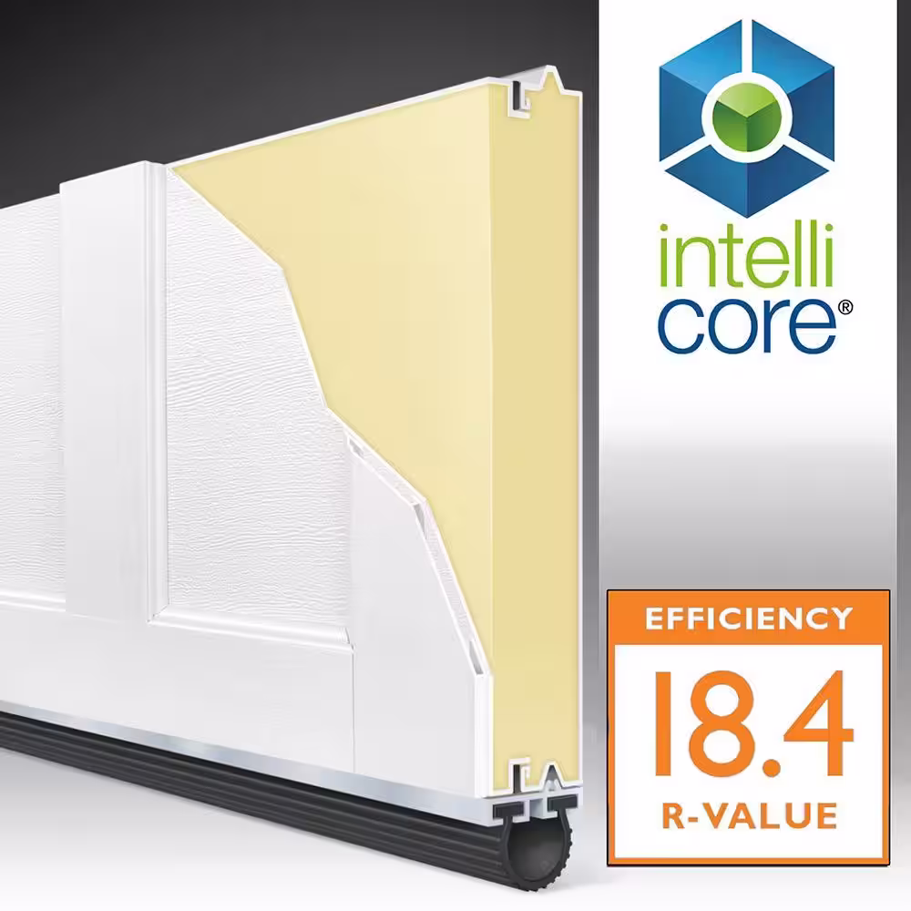 Clopay Coachman Collection 16 ft. x 7 ft. 18.4 R-Value Intellicore Insulated White Garage Door with Arch Window