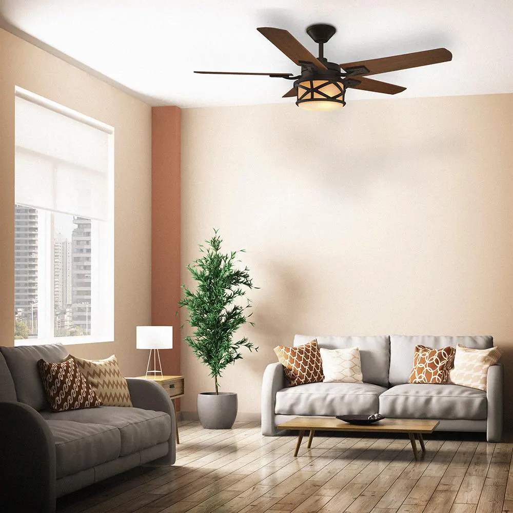 Home Decorators Collection Copley 52 in. Indoor/Outdoor LED Oil Rubbed Bronze Ceiling Fan with Light Kit, Downrod, Remote and Reversible Blades