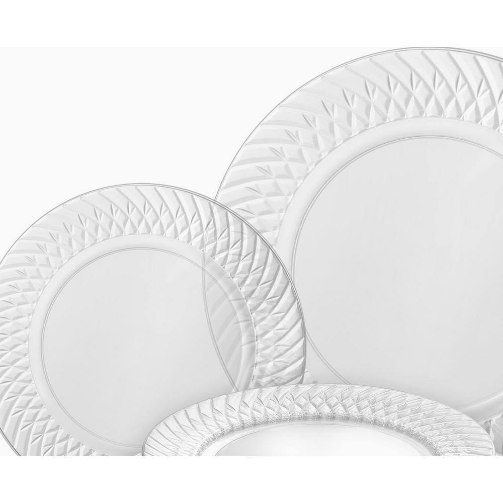None Diamond Design Edge 9 in. and 6.25 in. Clear Disposable Plastic Combo Plates [25 Sets/Box, 6 Boxes/Carton]