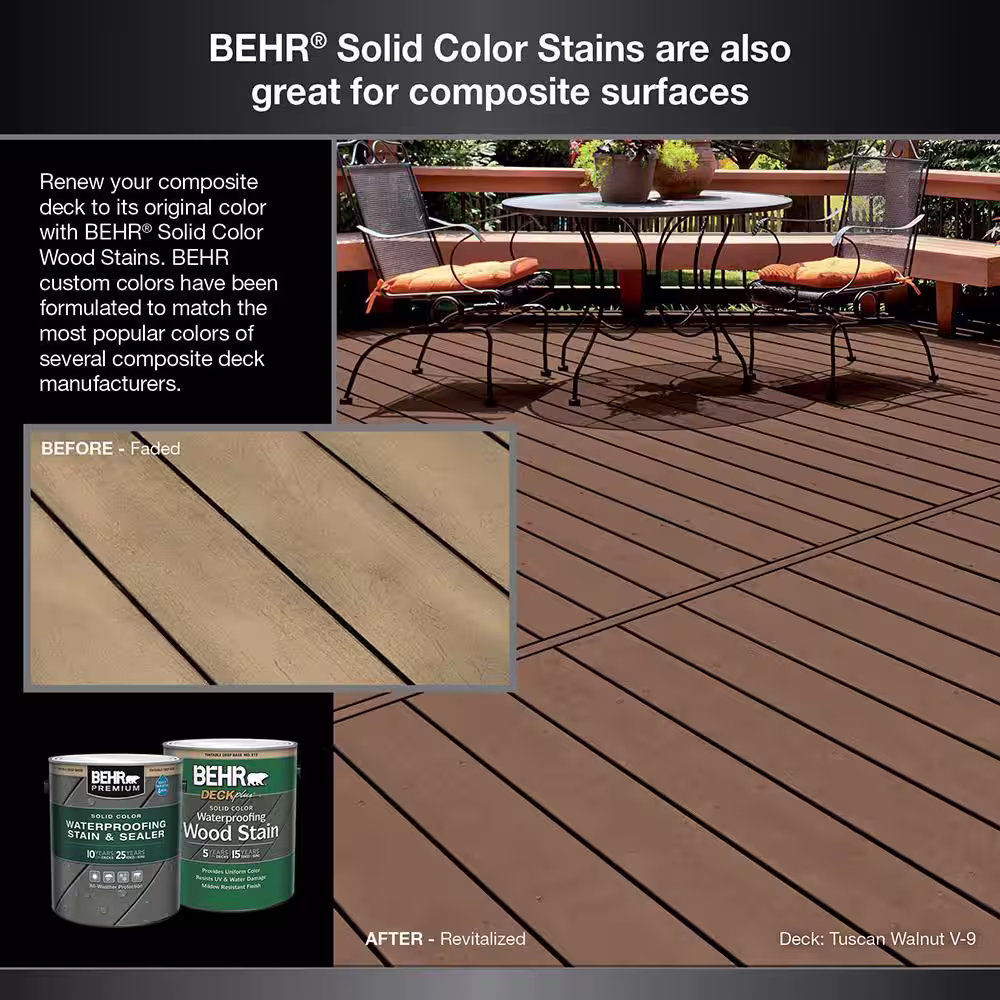 BEHR PREMIUM 1 gal. #SC-142 Cappuccino Solid Color Waterproofing Exterior Wood Stain and Sealer