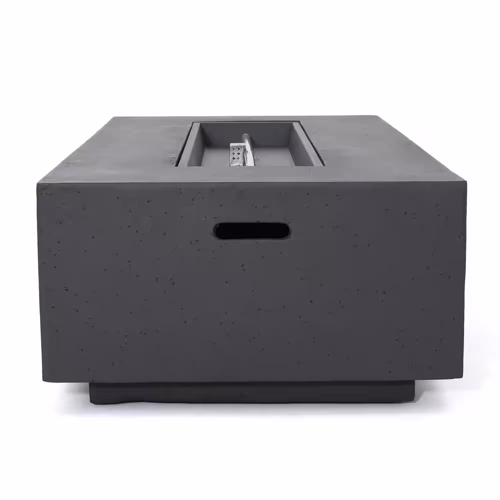 Noble House Mayfair Dark Gray Rectangular Stone Fire Pit (No Tank Holder)