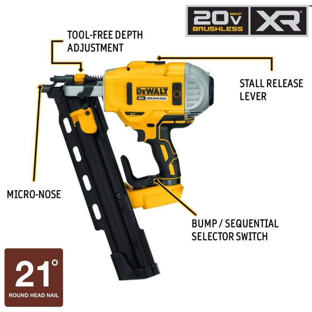 DEWALT 20V MAX XR Lithium-Ion Cordless Brushless 2-Speed 21Â° Plastic Collated Framing Nailer and Compact Reciprocating Saw Kit