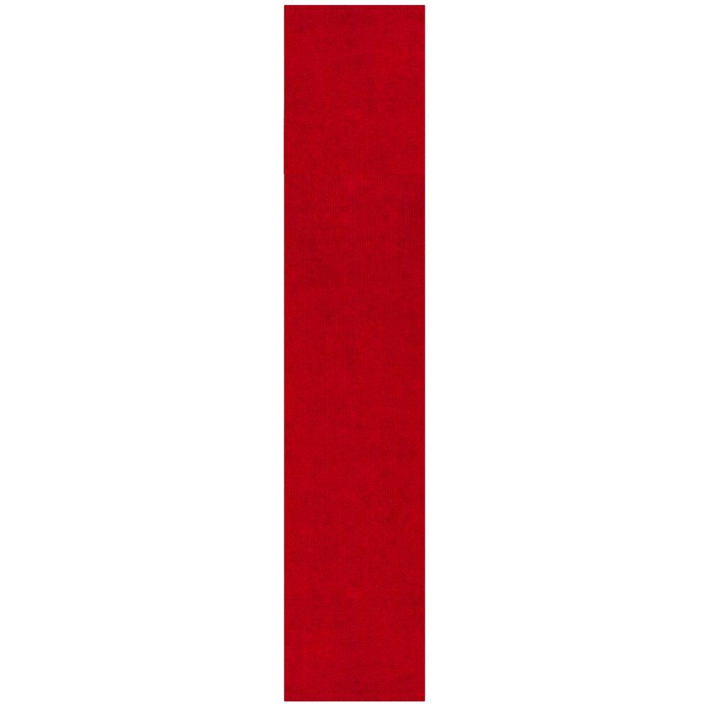 Ottomanson Scrabe Rib Waterproof Non-Slip Rubber Back Runner Rug, 2 ft. W x 23 ft. L, Red, Polypropylene Garage Flooring