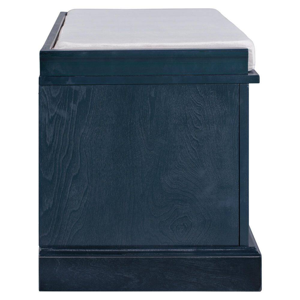 ZIRUWU 17.50 in. H x 15.90 in. W Antique Navy Wood Shoe Storage Benches