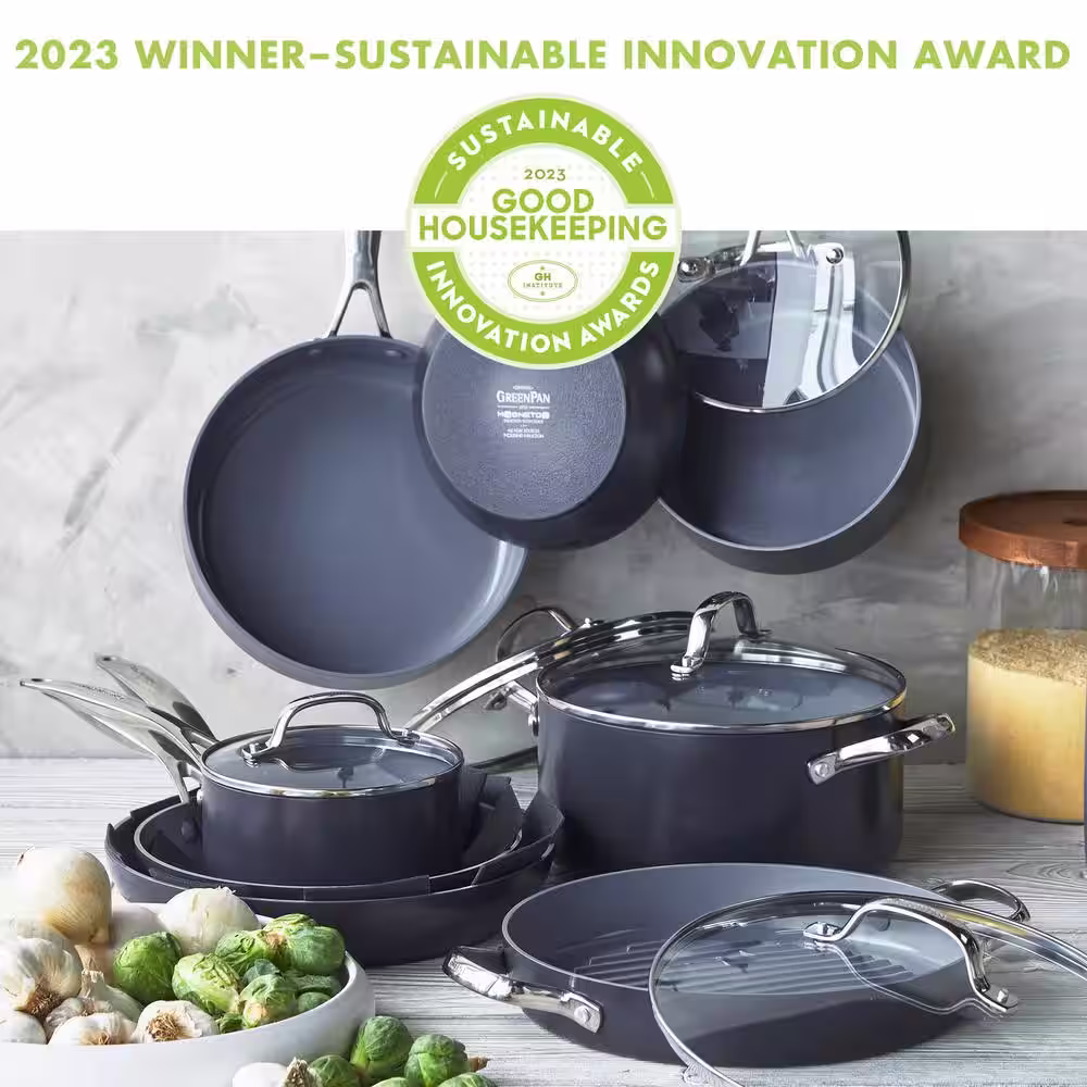 GreenPan Valencia Pro Hard Anodized Healthy Ceramic Nonstick 16 Piece Cookware Pots and Pans Set