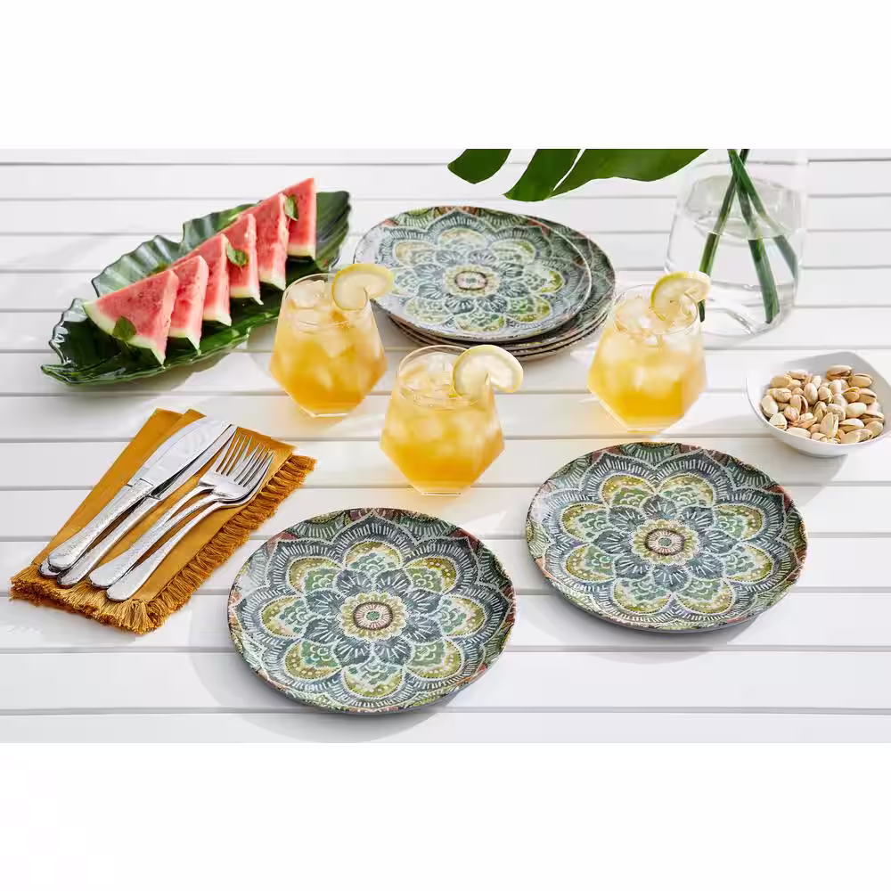 StyleWell Taryn Melamine Accent Plates in Jetsetter Medallion (Set of 6)