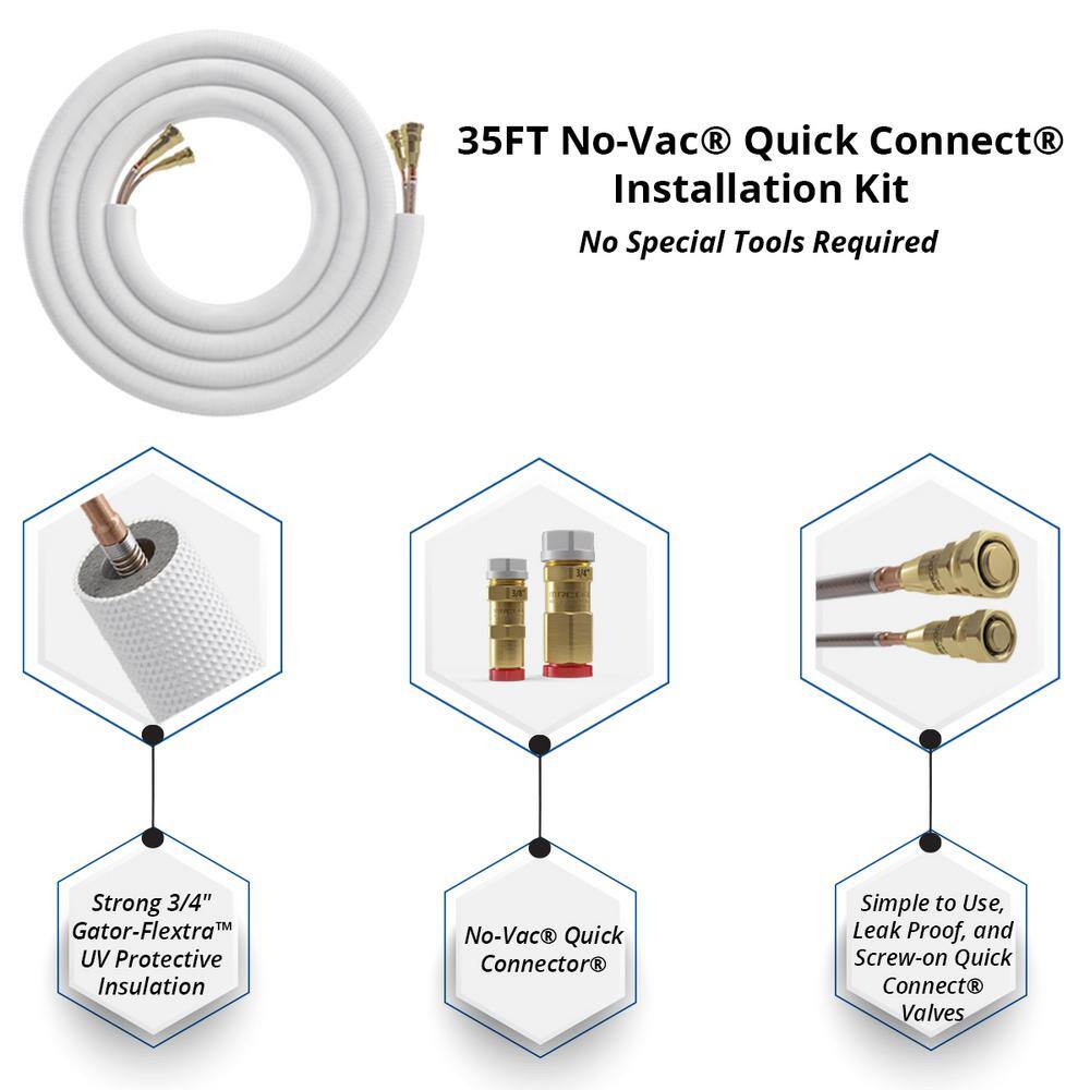 MRCOOL DIY Universal 48000 BTU 18 SEER R410A Split System Heat Pump with 50 ft. NoVac Install Kit and 8kW HeatKit-208/230-Volt