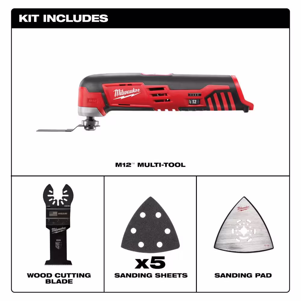 Milwaukee M12 12V Lithium-Ion Cordless Oscillating Multi-Tool (Tool-Only)