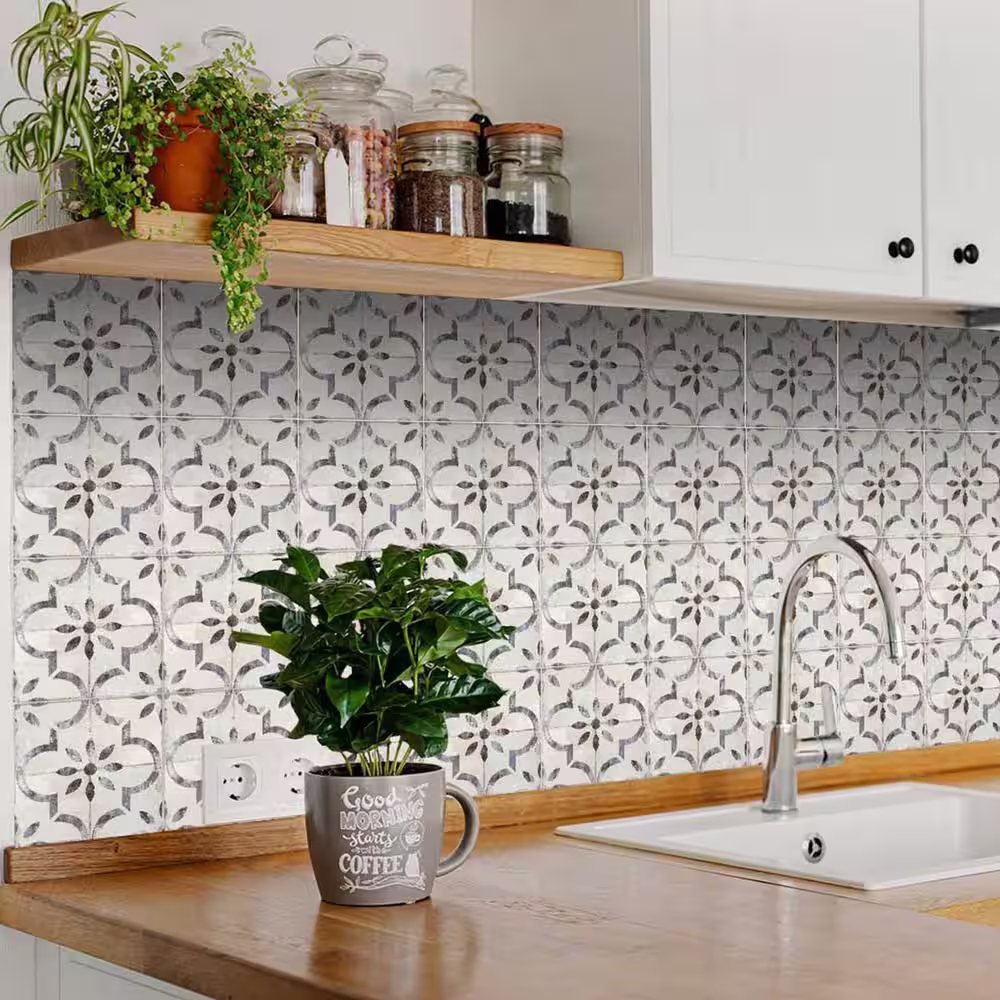 None Grey and Black R21 4 in. x 4 in. Vinyl Peel and Stick Tile (24 Tiles, 2.67 sq.ft./pack)