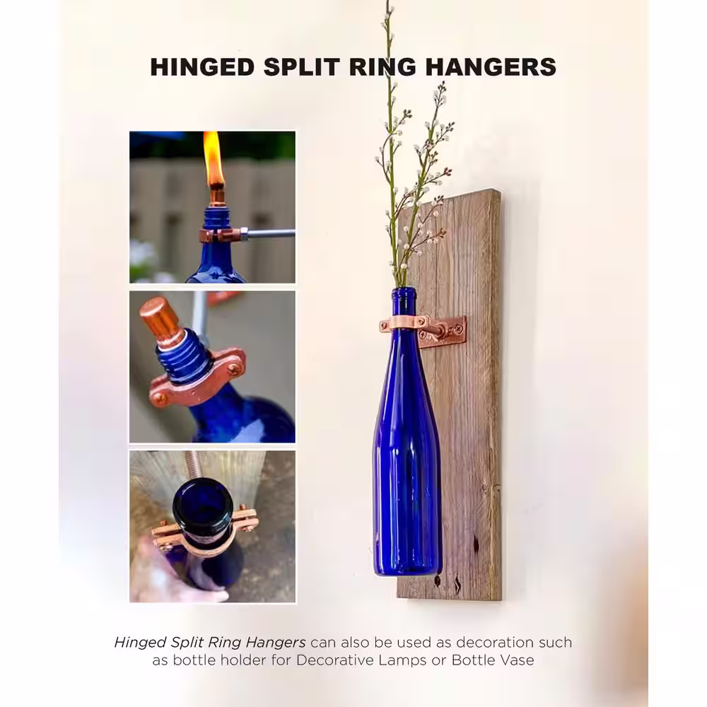 The Plumber's Choice 1/2 in. Hinged Split Ring Pipe Hanger, Copper Epoxy Coated Clamp with 3/8 in. Rod Fitting, for Hanging Tubing (10-Pack)