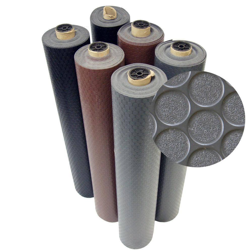 Rubber-Cal Coin Grip 4 ft. x 8 ft. Black Commercial Grade PVC Flooring