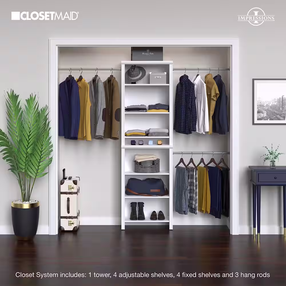 ClosetMaid Impressions Standard 60 in. W - 120 in. W White Wood Closet System