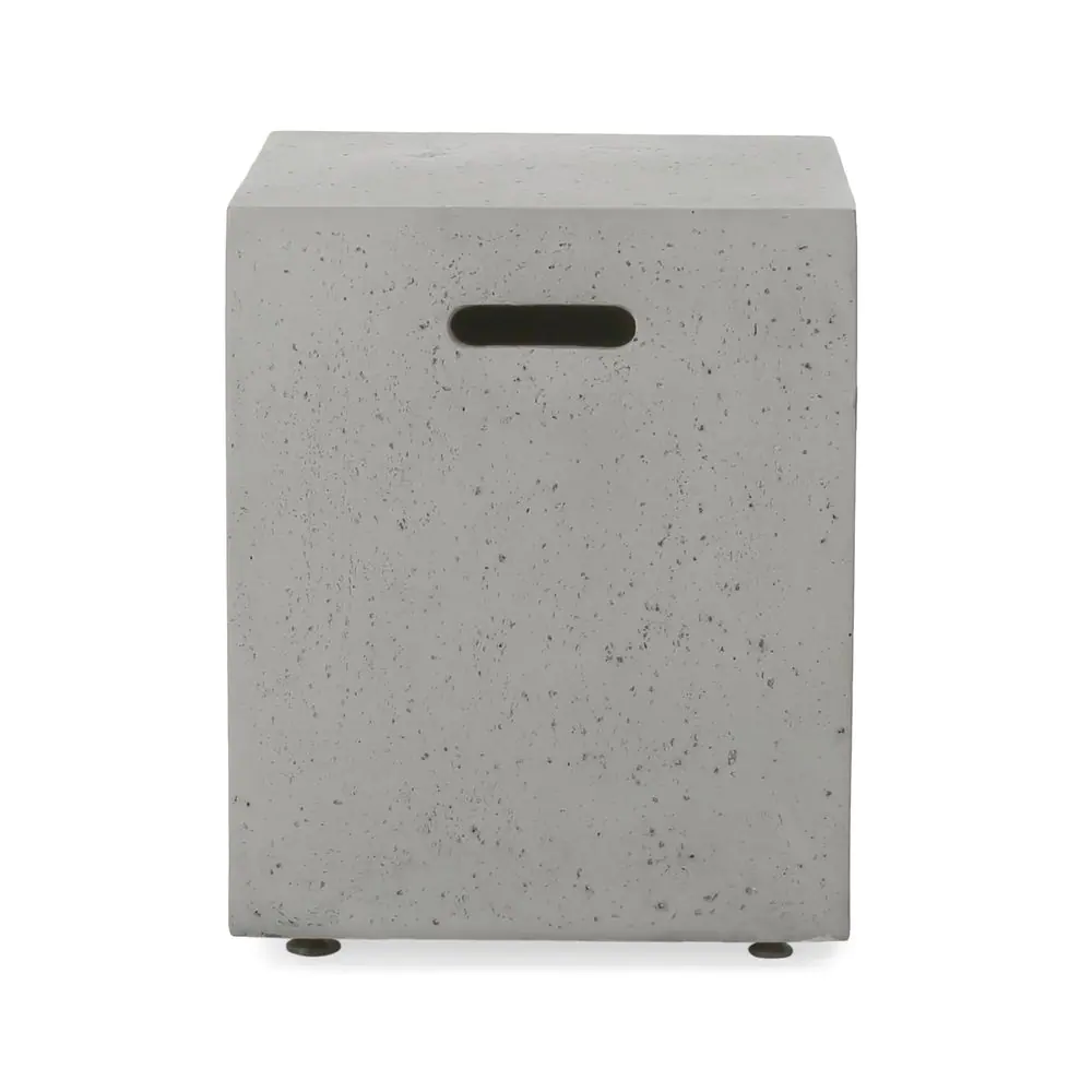 Noble House Aidan 56 in. x 15.00 in Rectangular MGO Gas Fire Pit Table in Light Grey - 50,000 BTU with Tank Holder