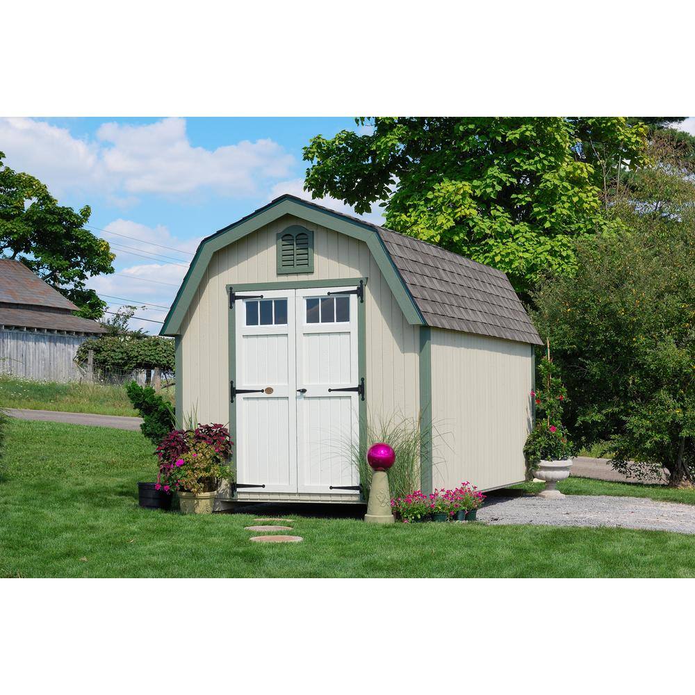 LITTLE COTTAGE CO. Colonial Greenfield 12 ft. x 24 ft. Wood Storage Building DIY Kit with 4 ft. Sidewalls with Floor
