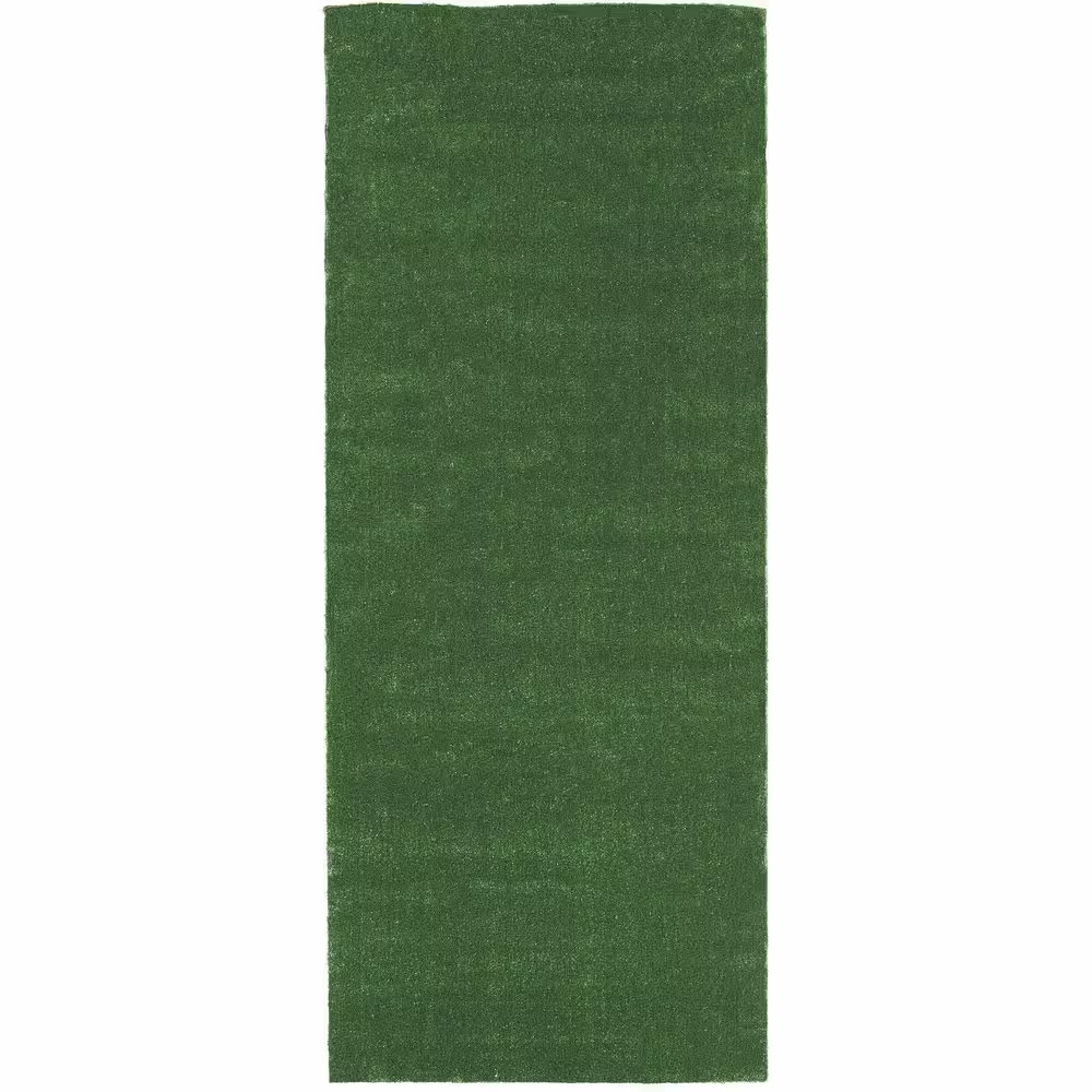 Sweet Home Stores Meadowland Collection Waterproof Solid Indoor/Outdoor 3 ft. x 10 ft. Green Artificial Grass Runner Rug