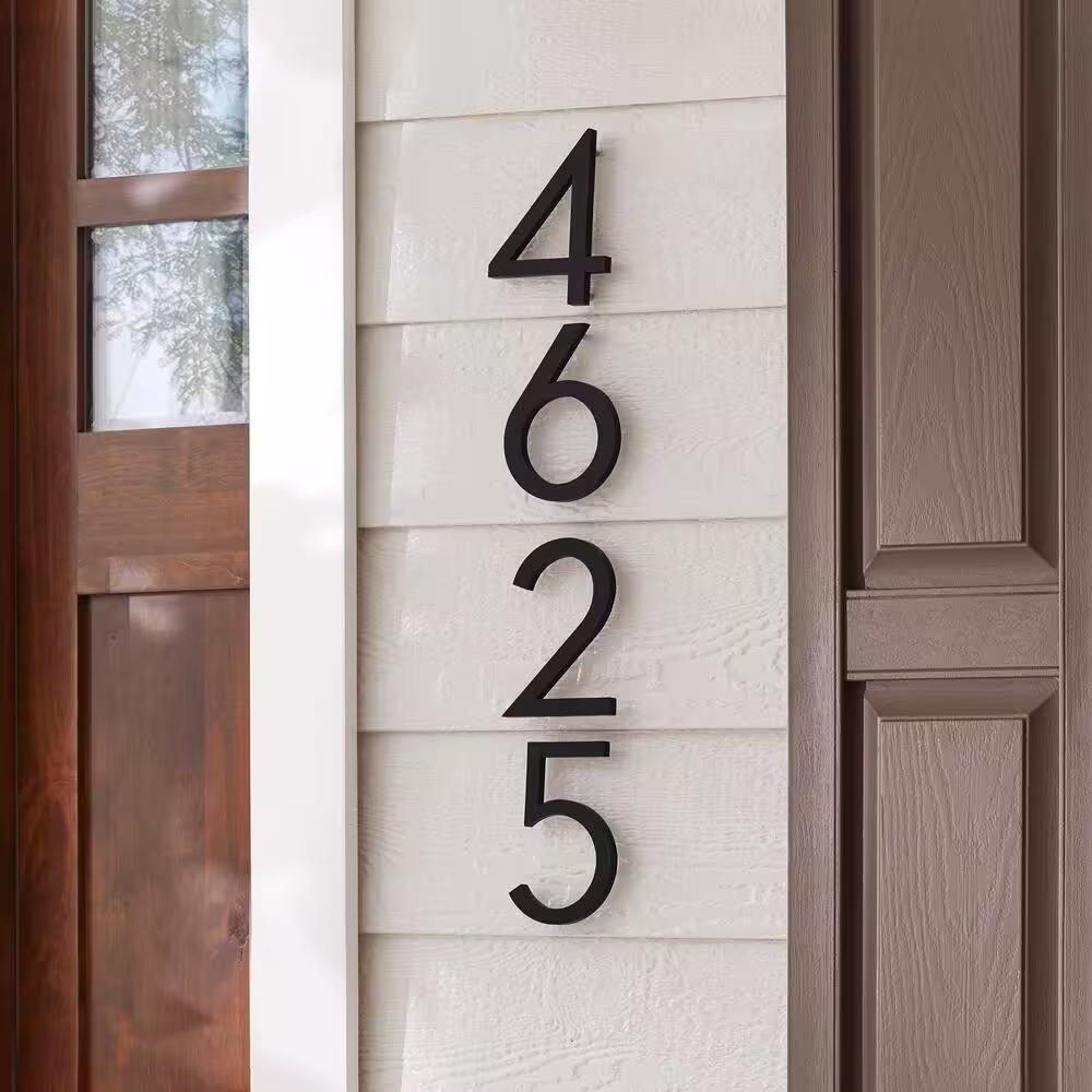Everbilt 8 in. Matte Black Aluminum Floating or Flat Modern House Number 5