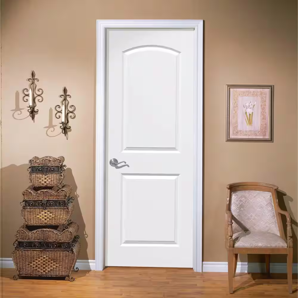 Masonite Roman Smooth 2-Panel Round Top Hollow Core Primed Composite Single Prehung Interior Door