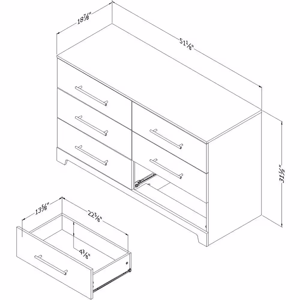 South Shore Primo 6-Drawer Rustic Oak Dresser