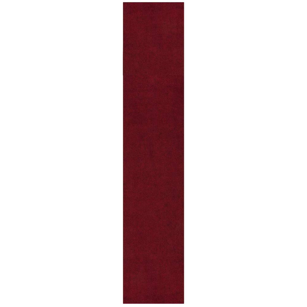 Sweet Home Stores Ribbed Waterproof Non-Slip Rubber Back Solid Runner Rug 2 ft. W x 2 2 ft. L Red Polyester Garage Flooring