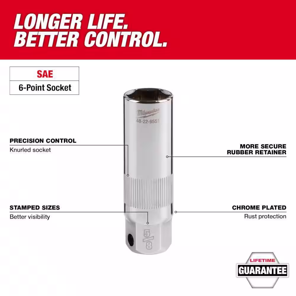 Milwaukee 3/8 in. Drive 9/16 in. Spark Plug Socket