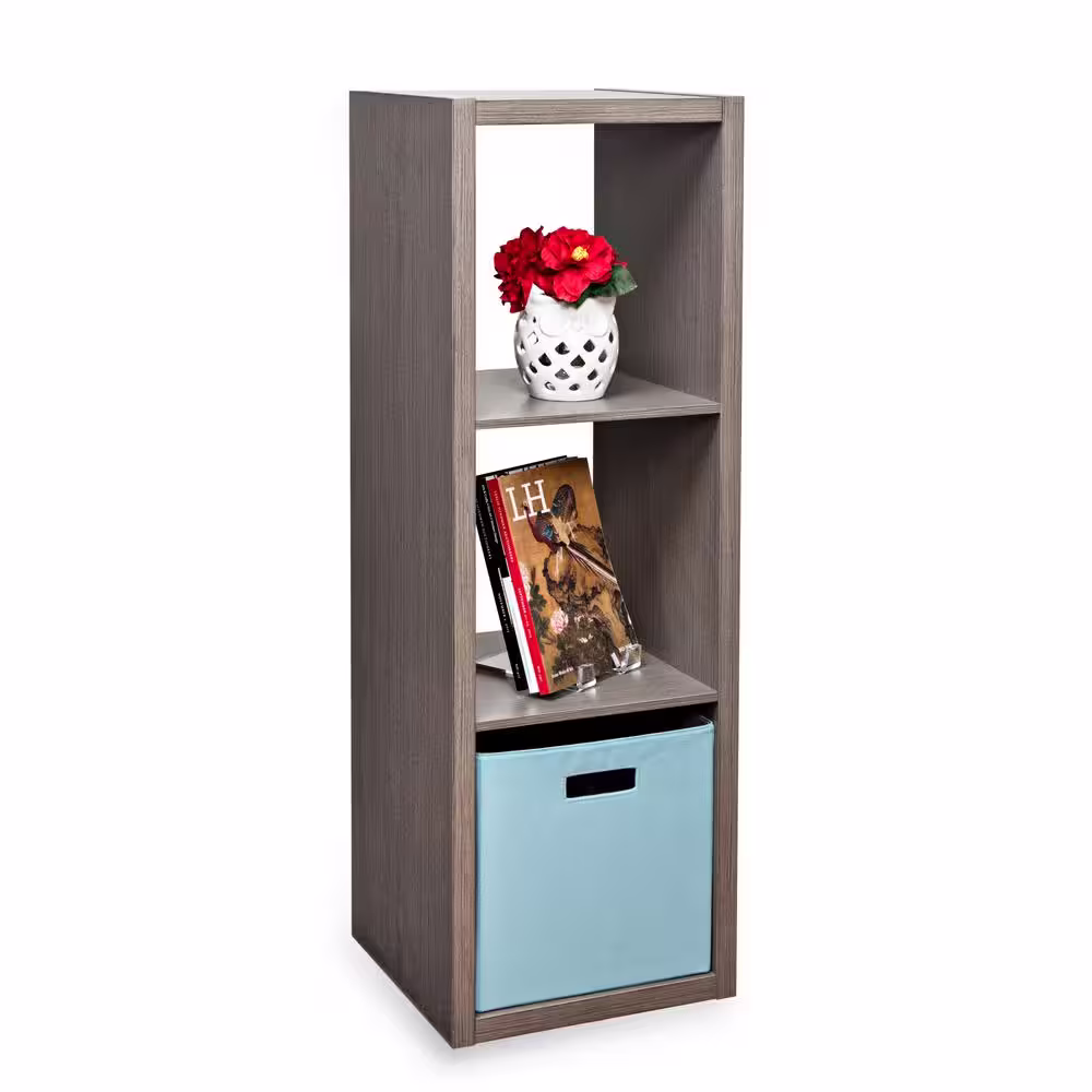 Honey-Can-Do 46.34 in. H x 14.57 in. W x 15.87 in. D Gray Premium Laminate 3- Cube Organizer