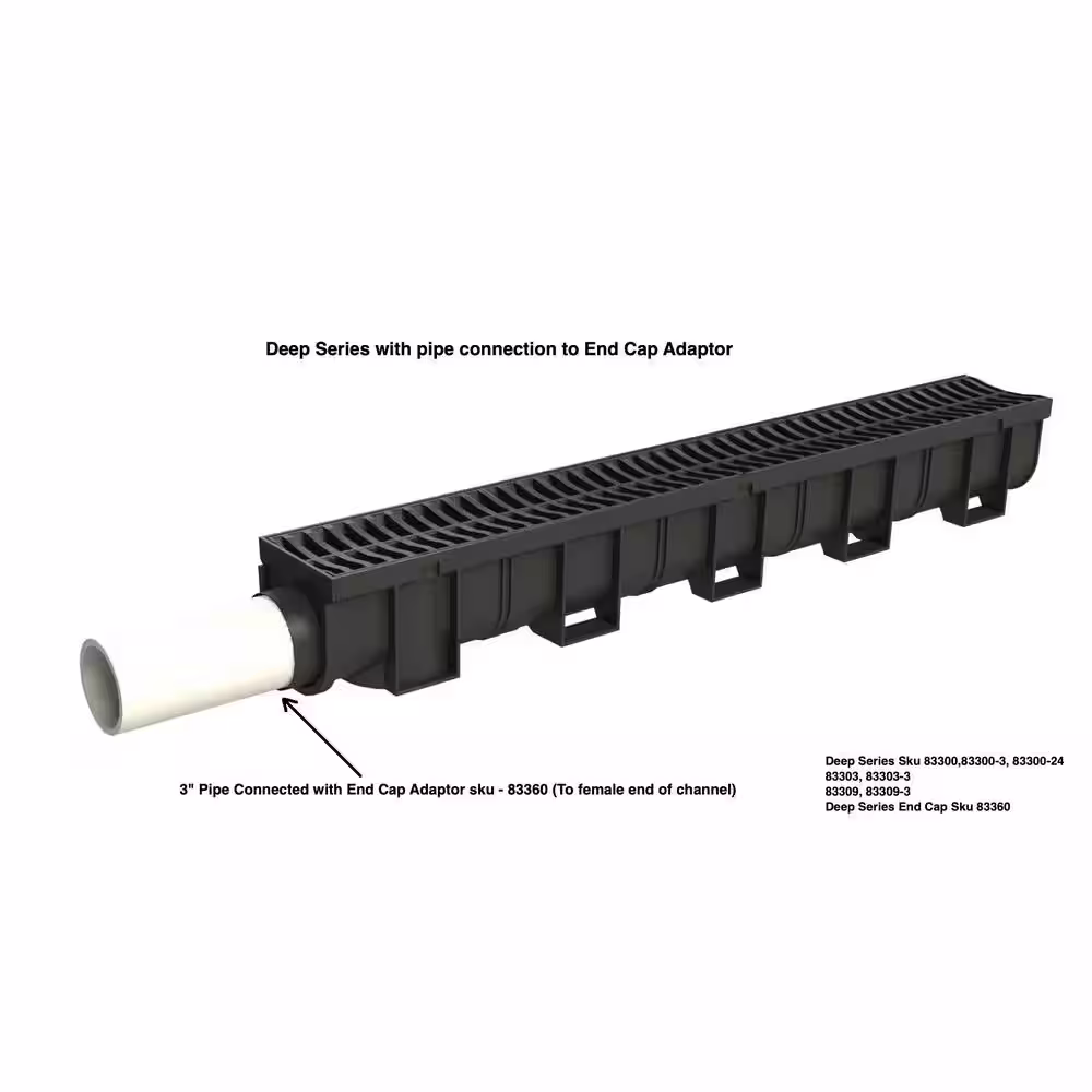 U.S. TRENCH DRAIN Deep Series 90 Deg. Corner for 5.4 in. Trench and Channel Drain Systems w/Black Grate