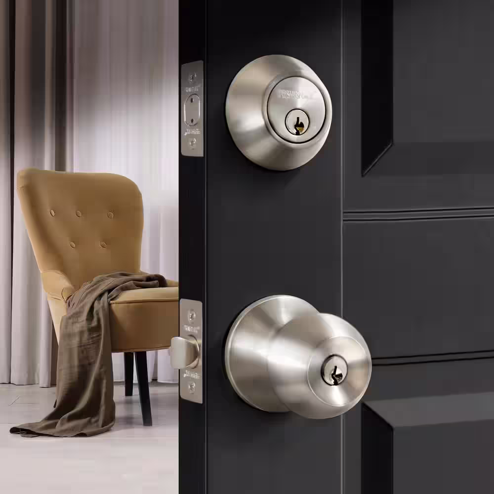Premier Lock Stainless Steel Entry Door Knob Combo Lock Set with Deadbolt and 6-Keys, Keyed Alike (12-Pack)