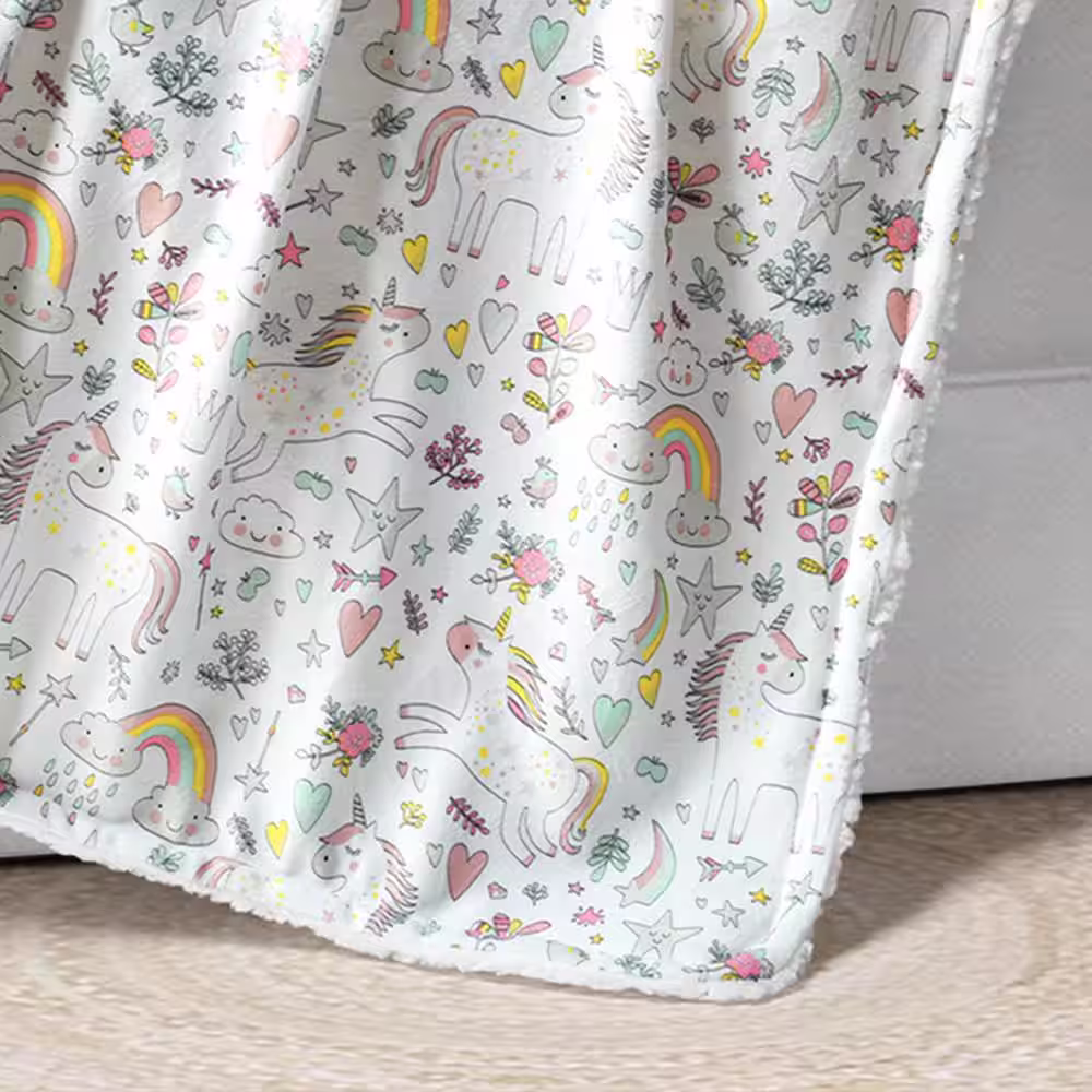 Lush Decor Unicorn Heart Rainbow Multi-colored Sherpa Polyester Baby Blanket