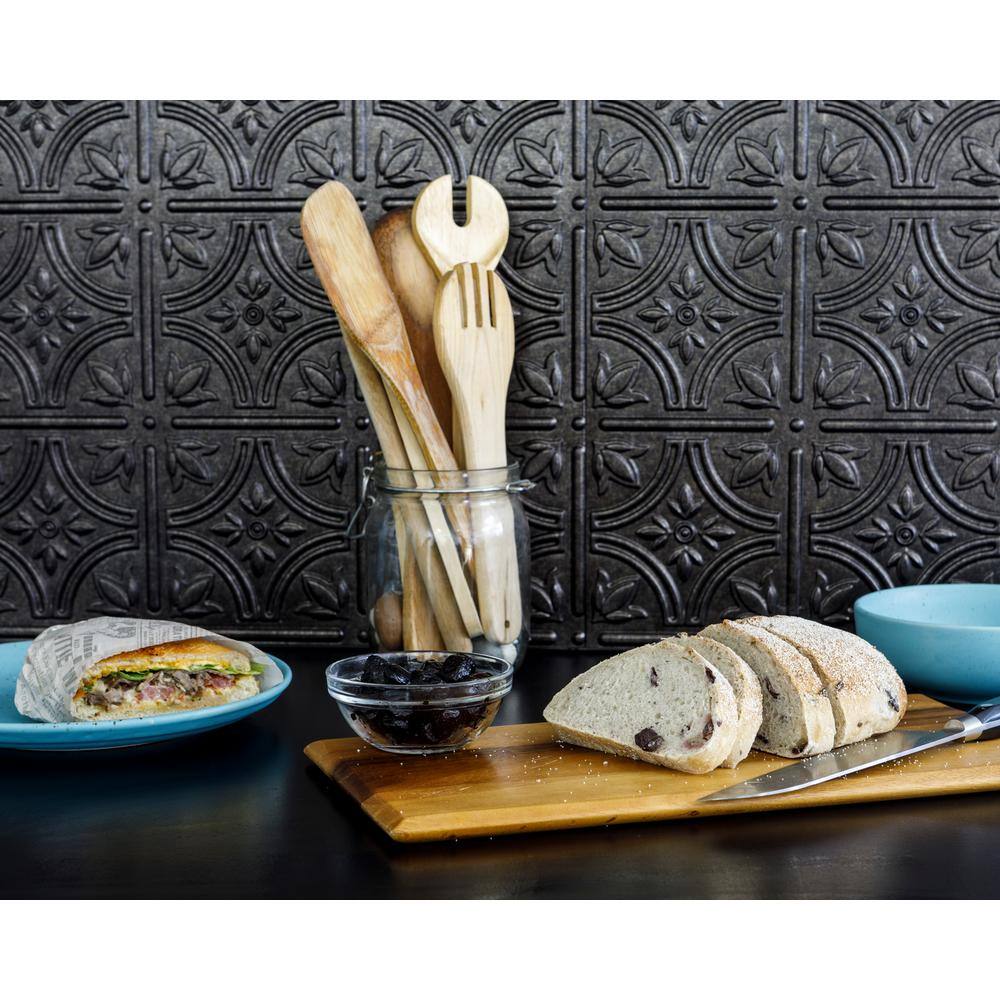 INNOVERA DECOR BY PALRAM 18.5'' x 24.3'' Empire Decorative 3D PVC Backsplash Panels in Smoked Pewter 6-Pieces