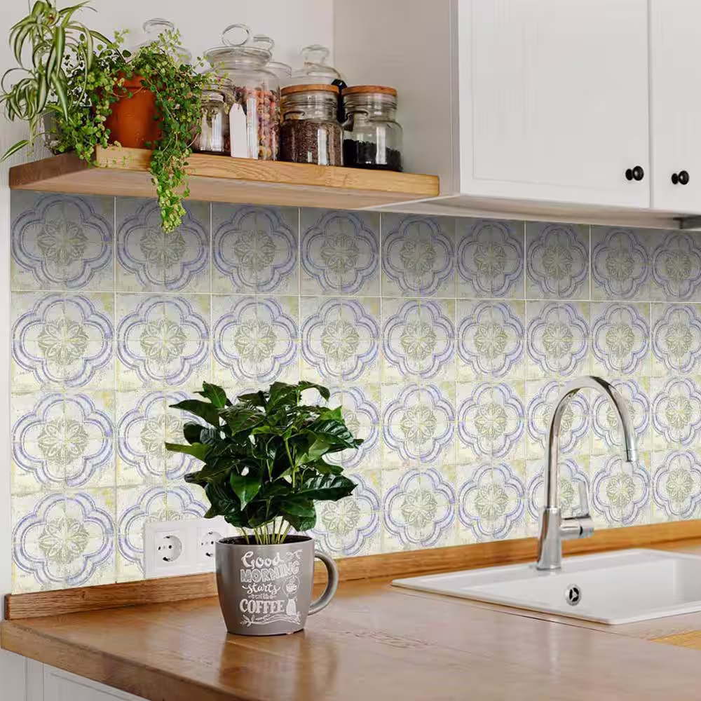 None Blue and Yellow R31 6 in. x 6 in. Vinyl Peel and Stick Tile (24 Tiles, 6 sq. ft./Pack)