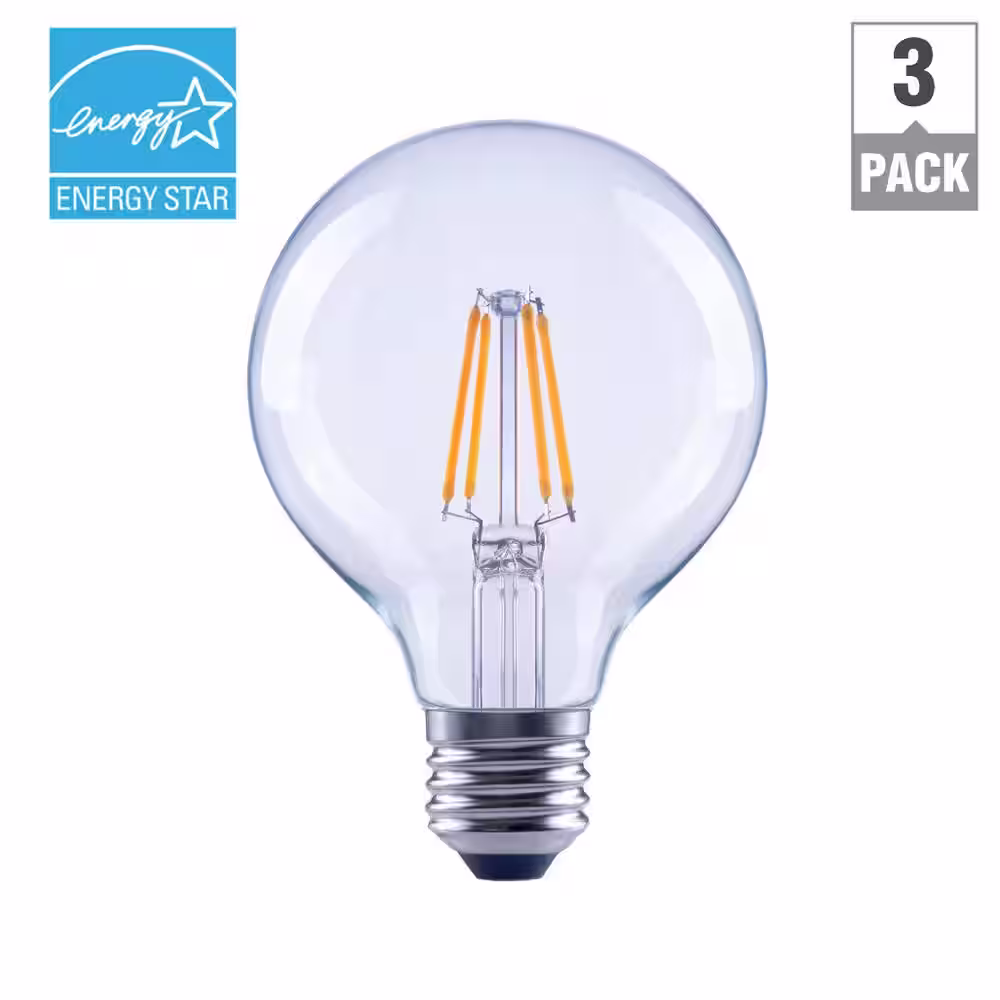 EcoSmart 40-Watt Equivalent G25 Globe Dimmable ENERGY STAR Clear Glass Filament LED Vintage Edison Light Bulb Daylight (3-Pack)