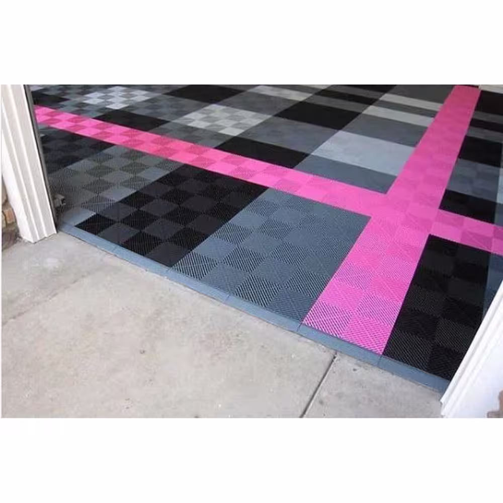 Swisstrax 2.75 in. x 12 in. Jet Black Pegged Polypropylene Ramp Edging for Diamondtrax Home Modular Flooring (10-Pack)