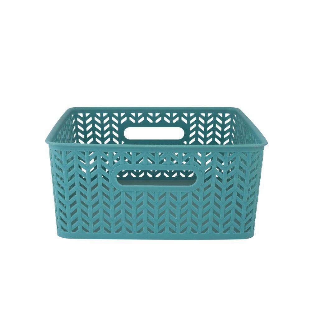 Simplify 5.15 in. H x 11.5 in. W x 14 in. D Blue Plastic Cube Storage Bin