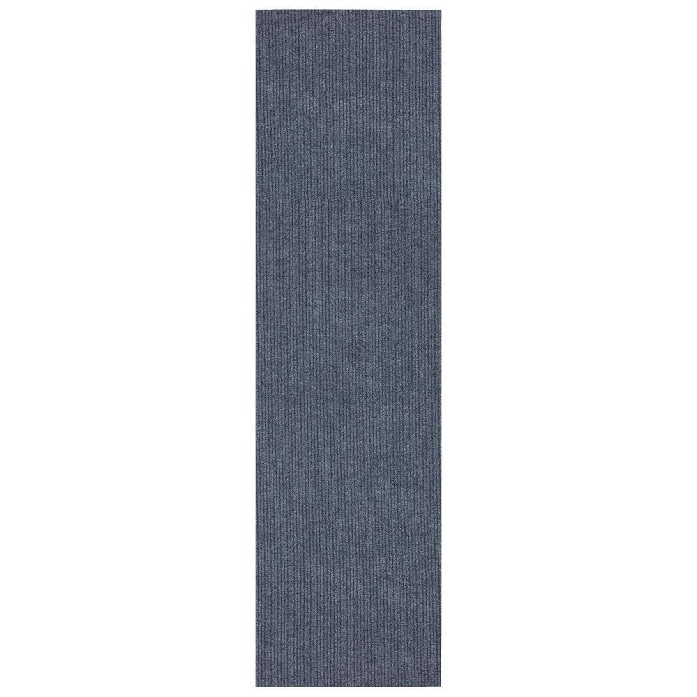 Sweet Home Stores Ribbed Waterproof Non-Slip Rubber Back Solid Runner Rug 2 ft. W x 27 ft. L Gray Polyester Garage Flooring