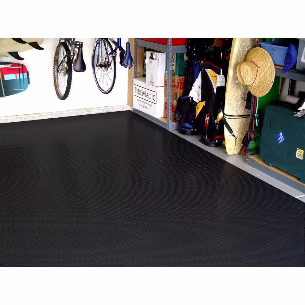 Diamond Deck 5 ft. x 40 ft. Black Textured PVC Rollout Flooring