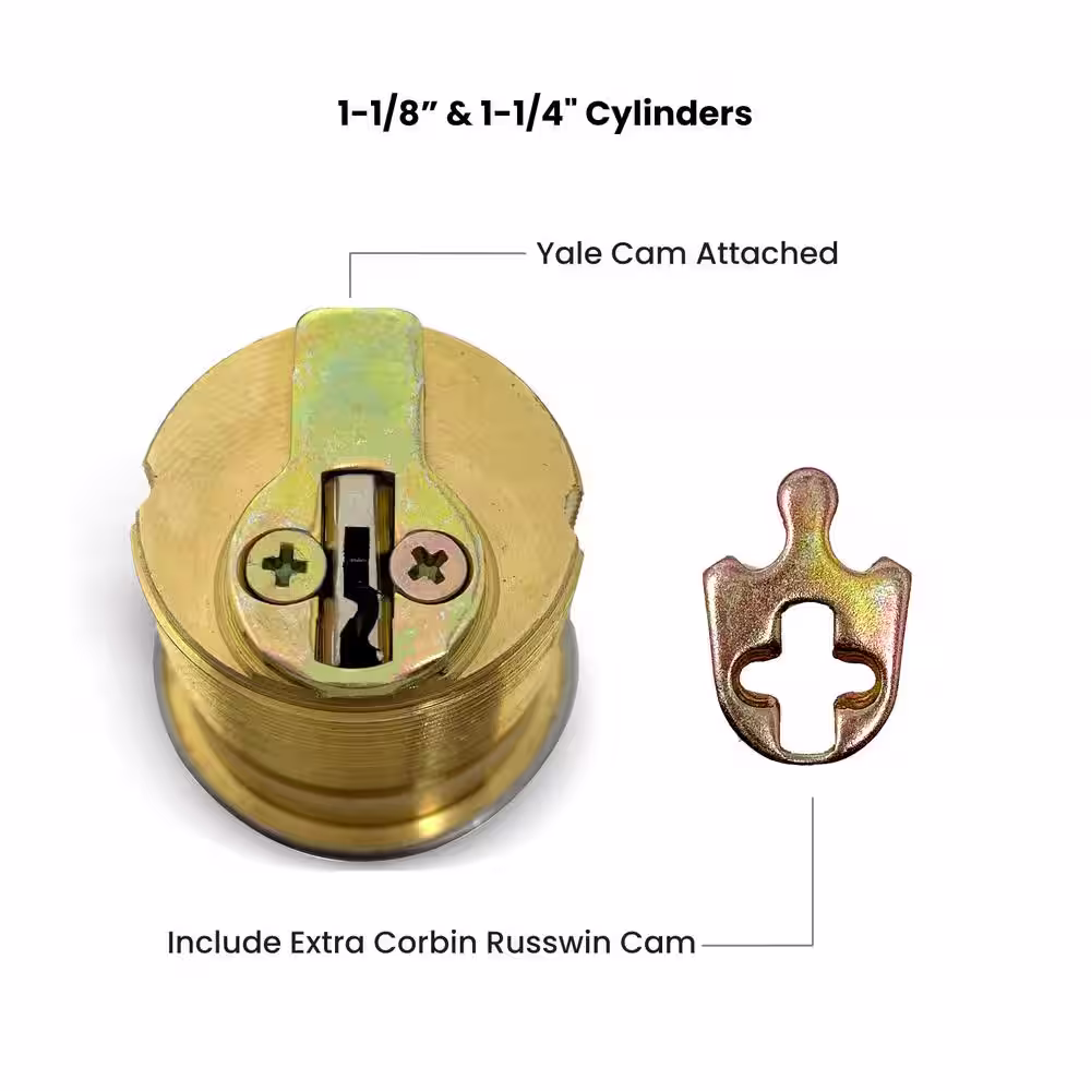 Premier Lock 1-1/8 in. Solid Brass Mortise Cylinder with Stainless Steel Finish, KW1