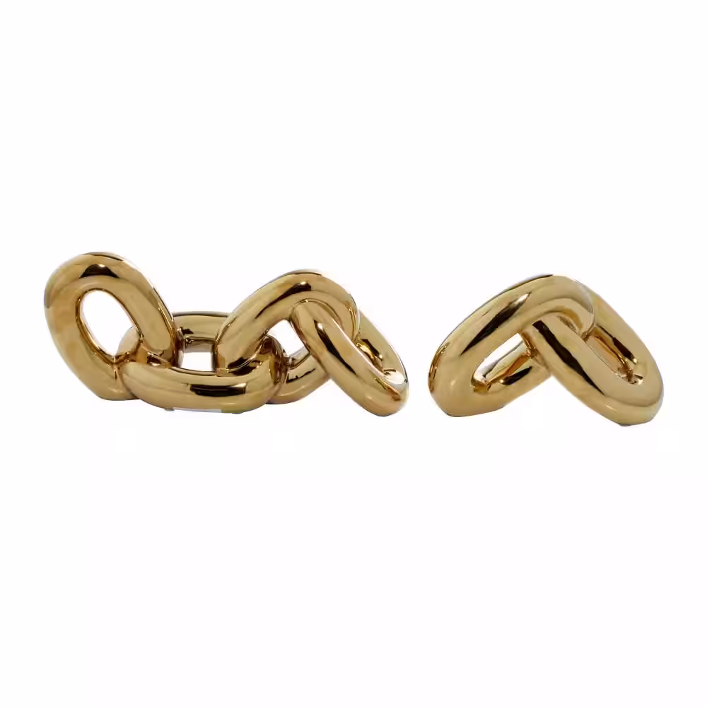 CosmoLiving by Cosmopolitan Gold Porcelain Chain Sculpture (Set of 2)