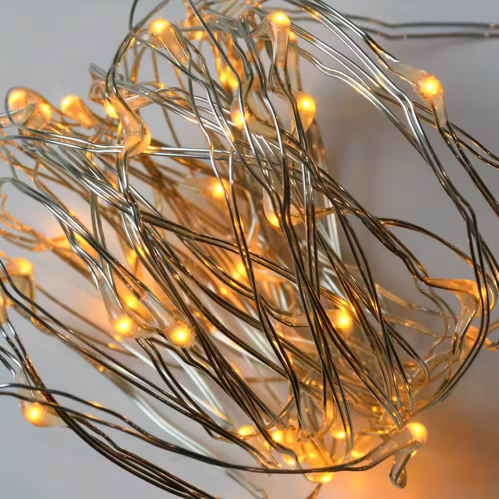 LUMABASE 40-Light Mini Battery Operated Waterproof String Lights in Amber (2-Count)